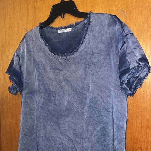 •STATESIDE•LIKE NEW VINTAGE WASH TENCEL WOVEN RAW EDGE FRAYED HEM SHIFT DRESS XS - Picture 5 of 9